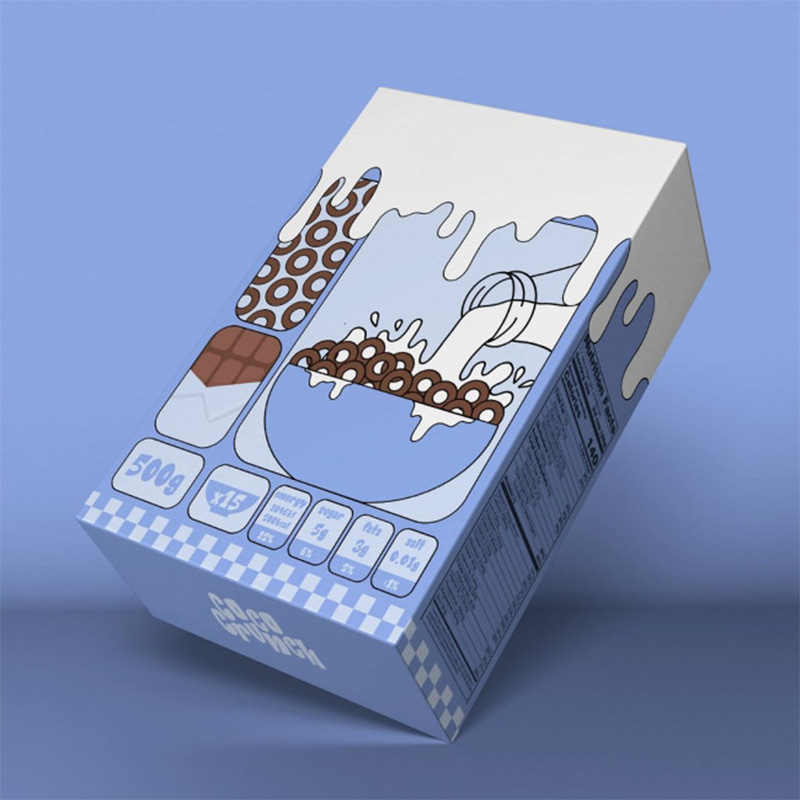 Custom breakfast cereal boxes with food-safe packaging styling.